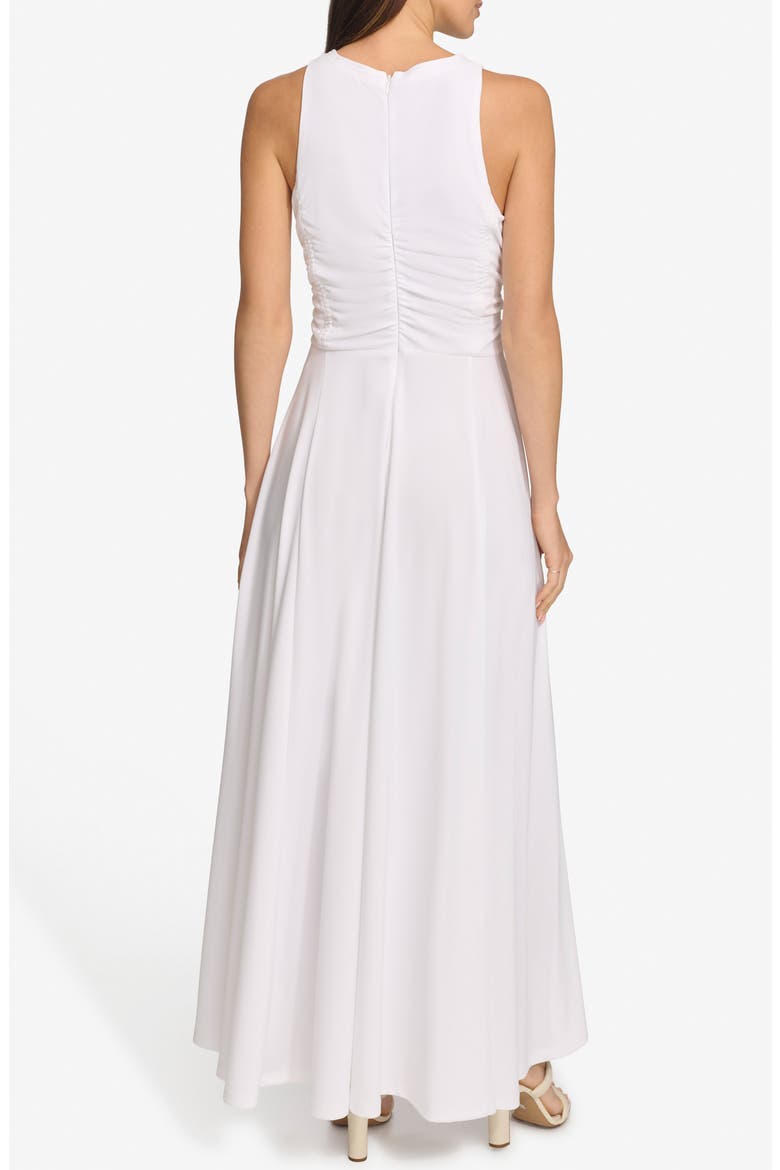 Ruched Mesh Trim Sleeveless Maxi Dress, Alternate, color, WHITE