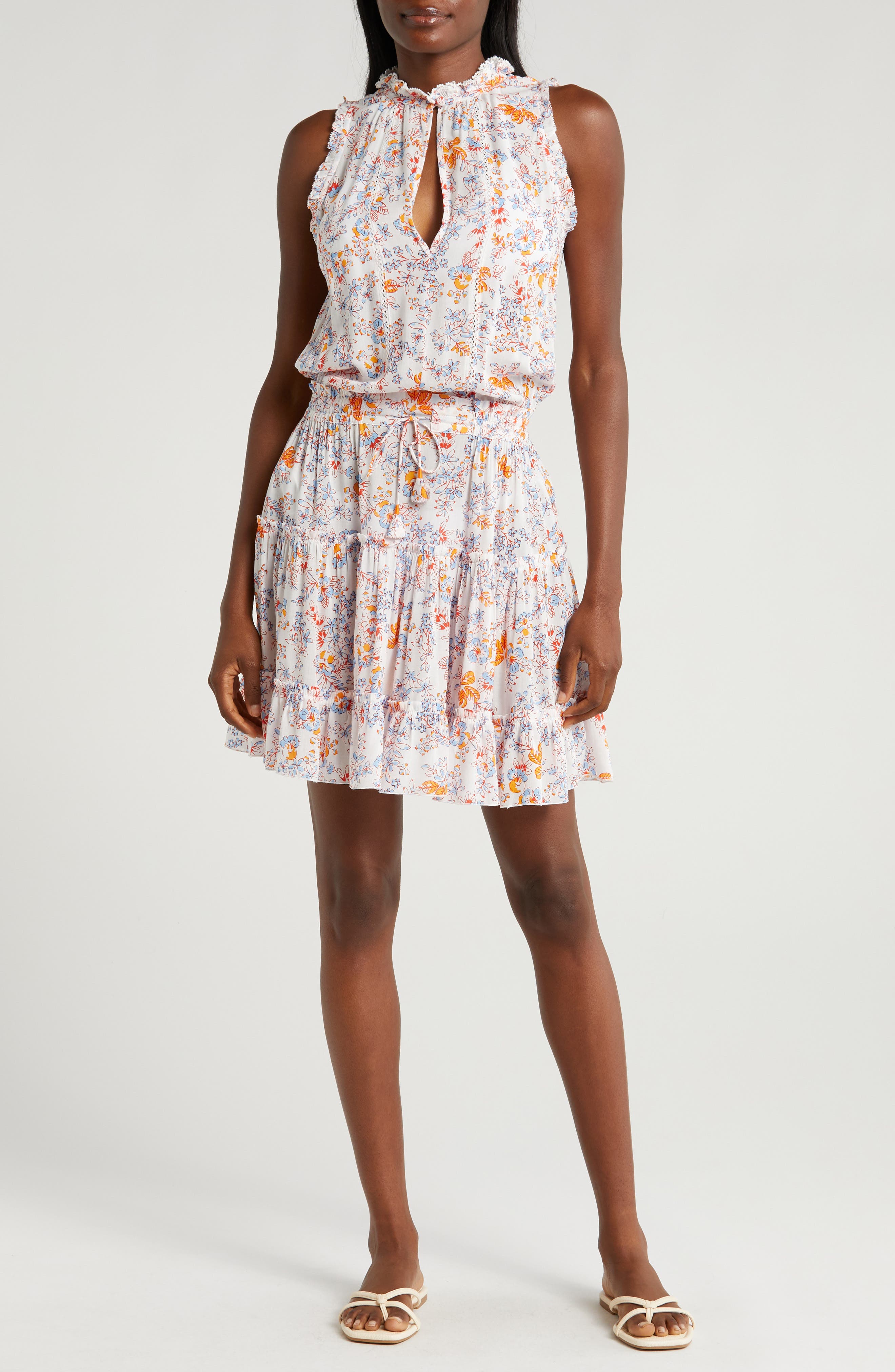 Poupette St Barth Clara Floral Tiered Cover-Up Minidress