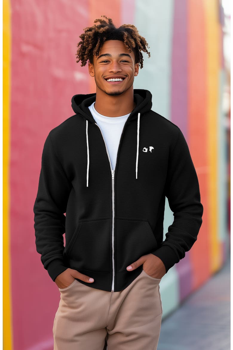Panda Zip Hoodie, Alternate, color, Black