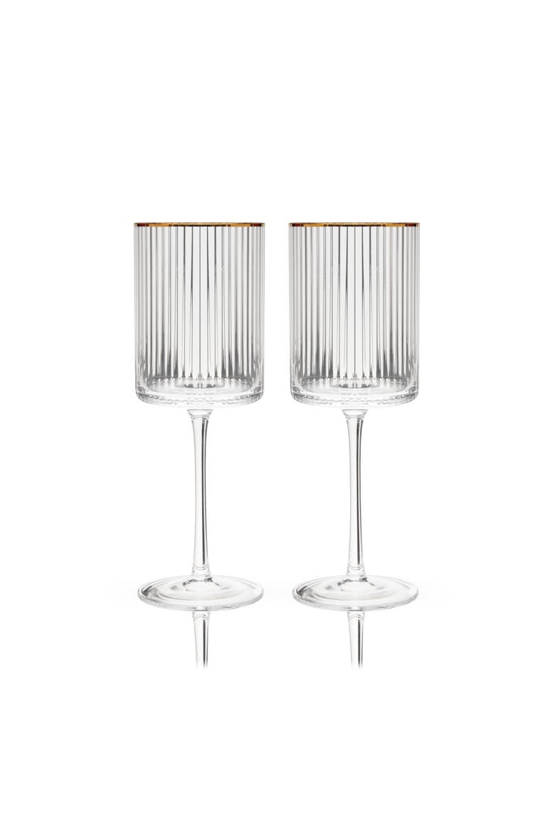 Meridian Crystal Gold Rimmed Wine Glasses Set of 2, Main, color, Clear