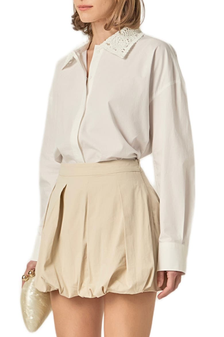 Crochet Collar Shirt, Alternate, color, WHITE