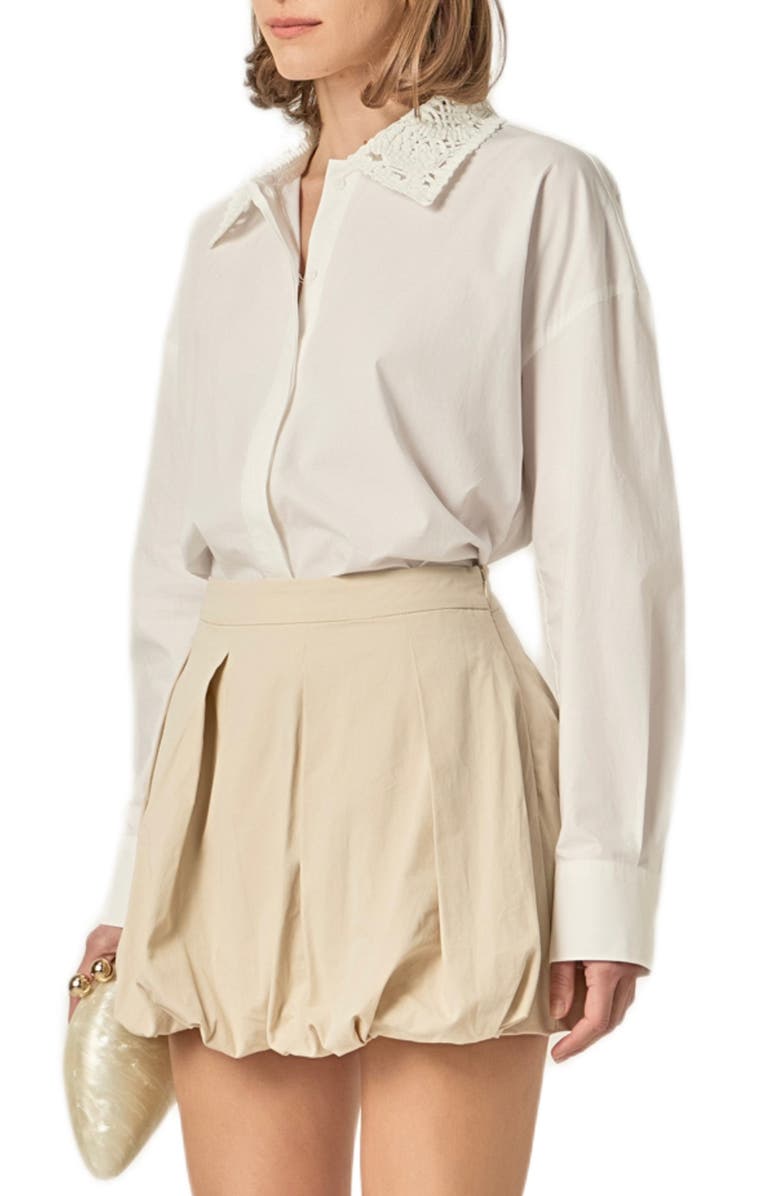 English Factory Crochet Collar Shirt, Alternate, color, White