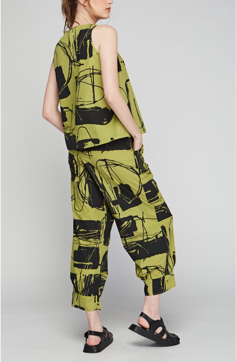 LUUKAA Echo Printed Poplin Pants, Alternate, color, Lime