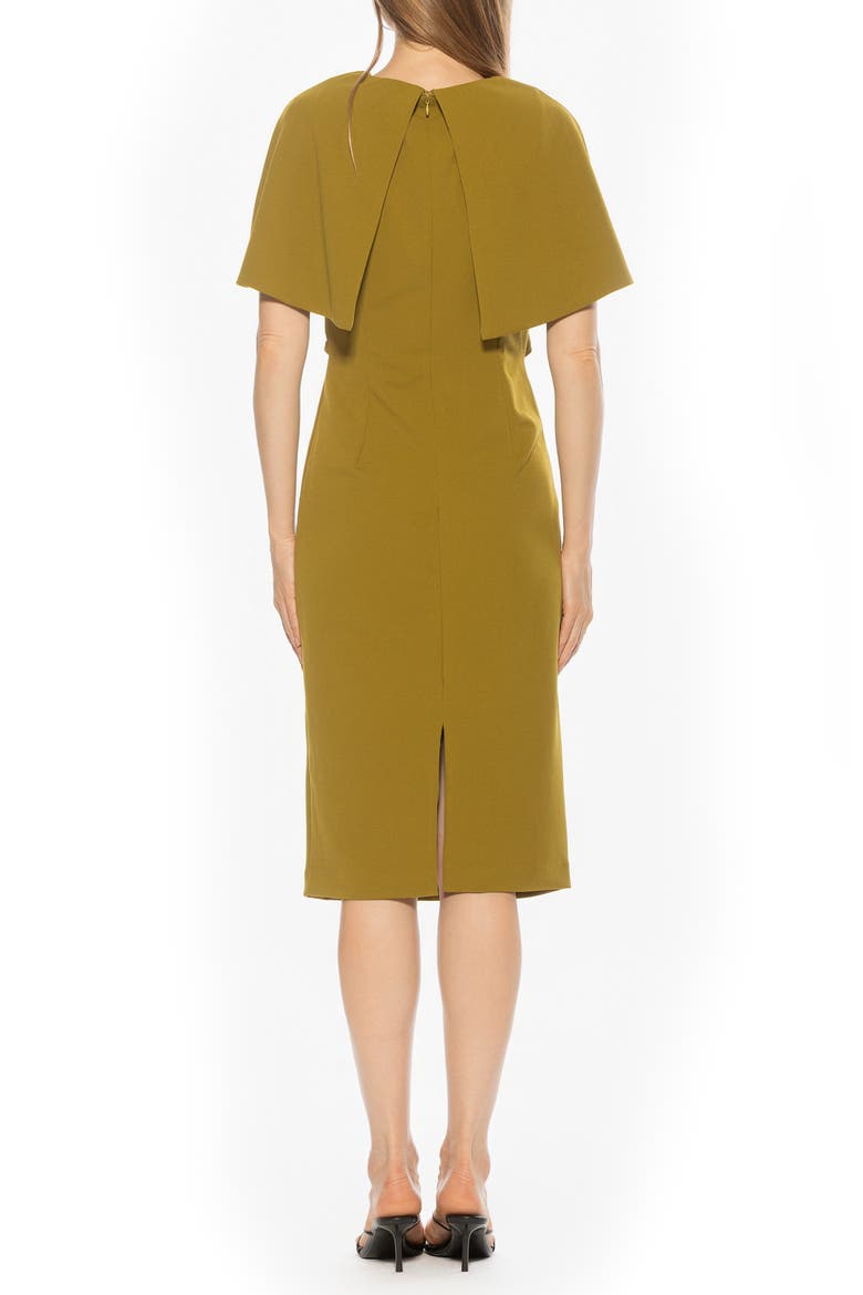Noor Wrap Bodice Midi Sheath Dress, Alternate, color, SAGE