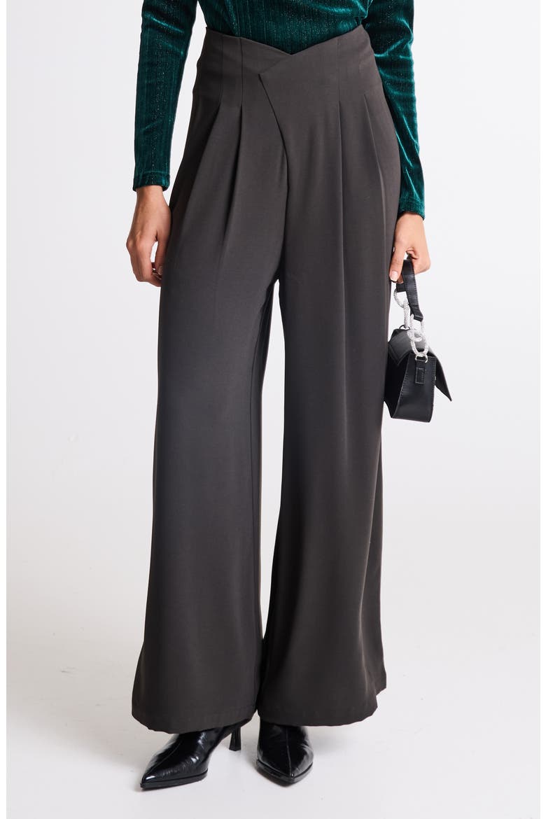 Ihlinta Pleat Front Wide Leg Pants, Main, color, BLACK
