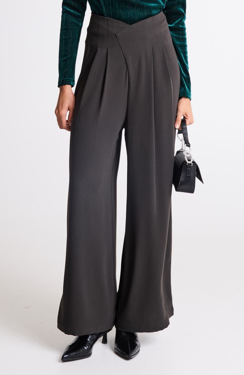 ICHI Ihlinta Pleat Front Wide Leg Pants, Main, color, Black