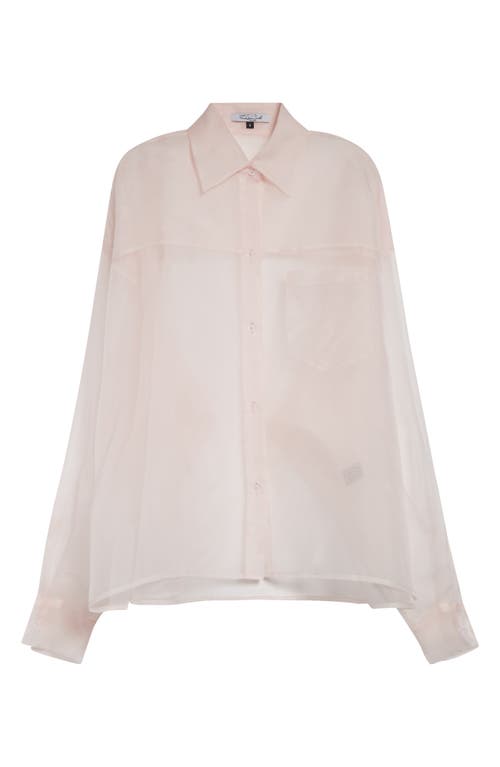 Laquan Smith Oversize Silk Organza Button-up Shirt In Pink