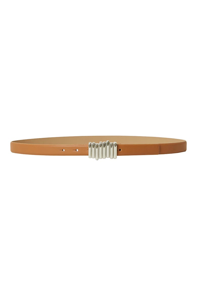 Vesna Mini Leather Belt, Main, color, CUOIO SILVER