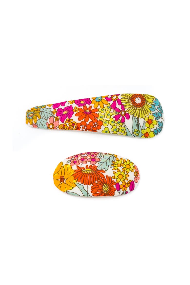 2pc Mixed Shape Clip Set  - Floral, Alternate, color, Retro Bloom Bash