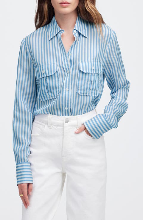 Stripe Utility Pocket Button-Up Shirt