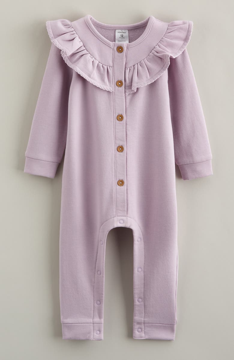 Nordstrom Ruffle Cozy Romper, Main, color, Purple Frost