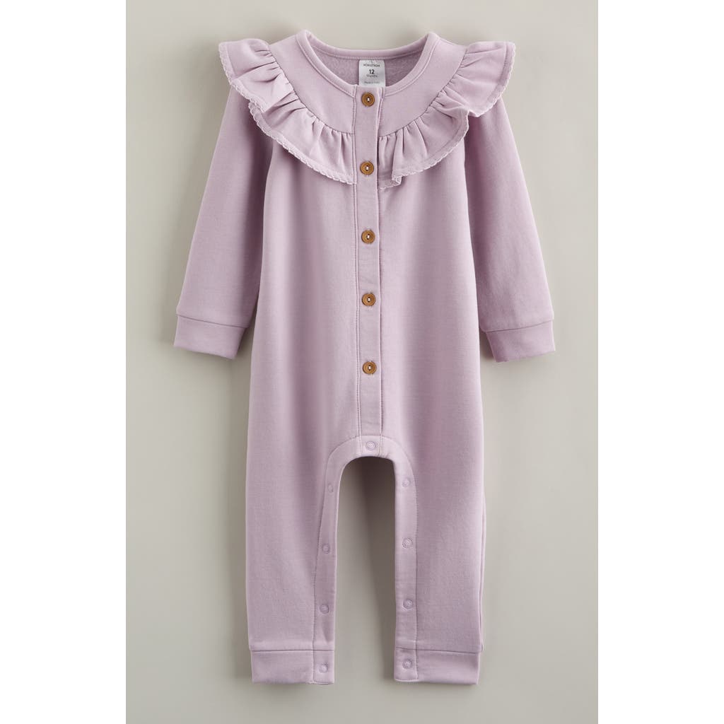 Nordstrom Babies' Ruffle Cozy Romper In Purple