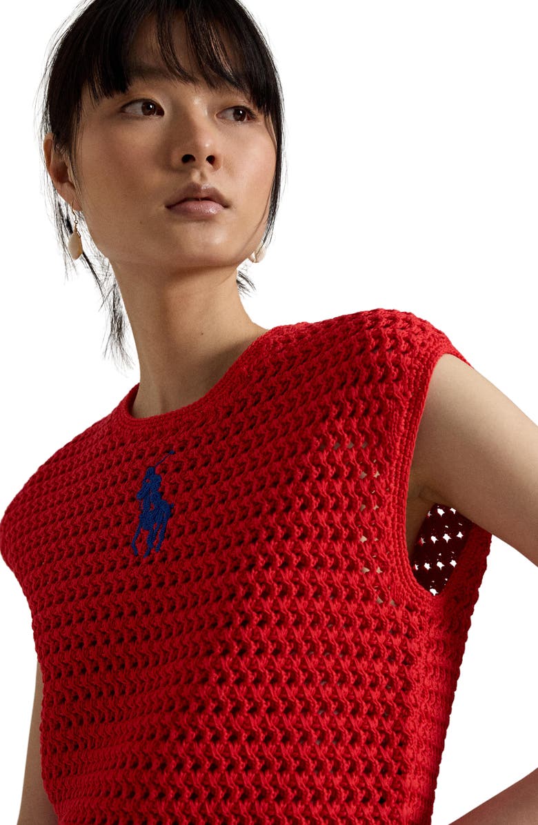 Polo Ralph Lauren Big Pony Cotton Sweater Vest, Alternate, color, Petal Rose