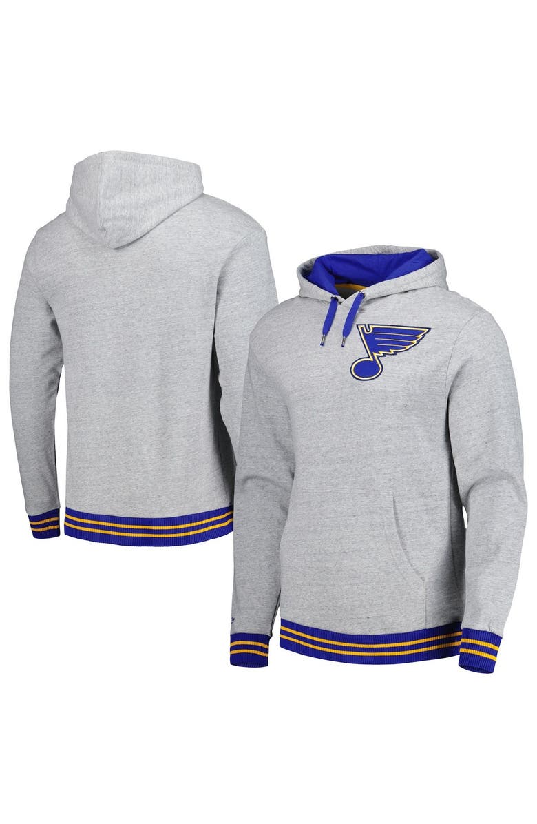 Mitchell & Ness Men's Mitchell & Ness Heather Gray St. Louis Blues Classic French Terry Pullover Hoodie, Main, color,