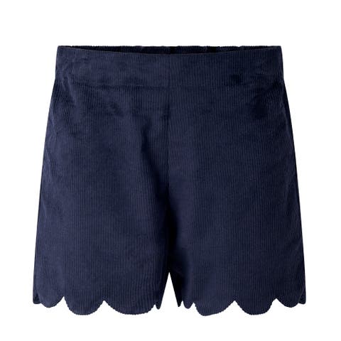Navy Cord Scalloped Shorts