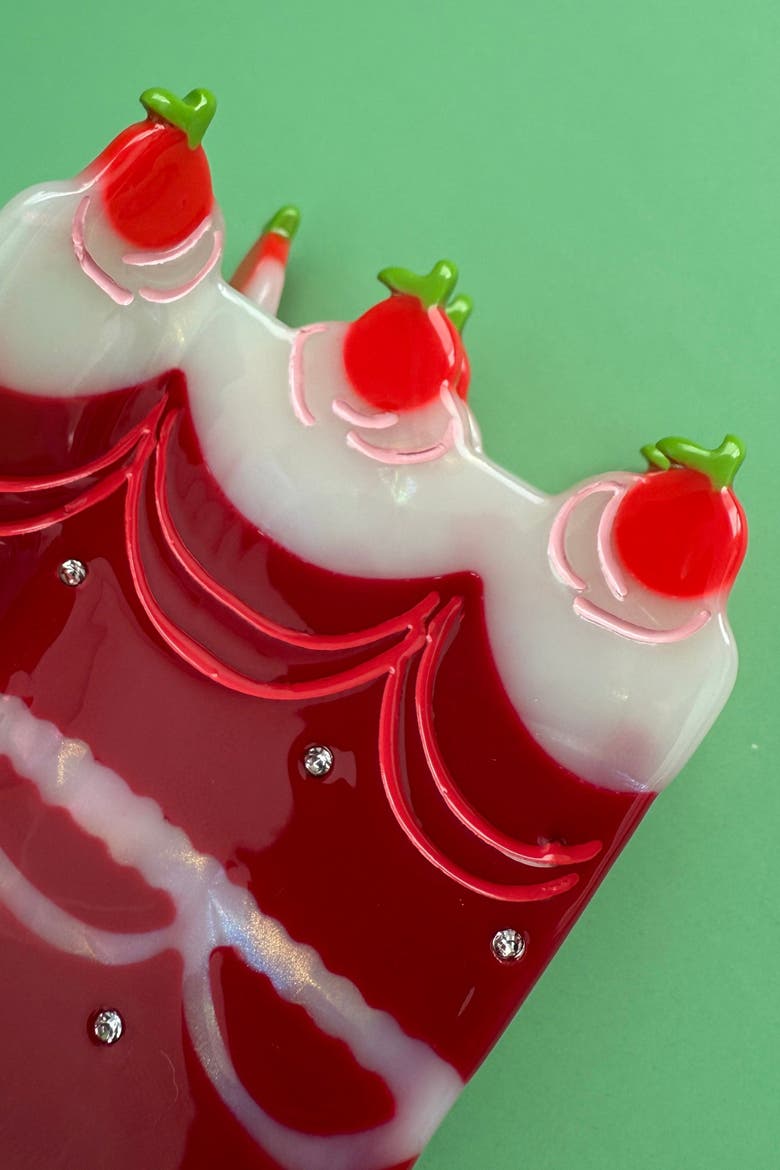Quinceanera Dark Cherry Cake Hair Claw, Alternate, color, Red
