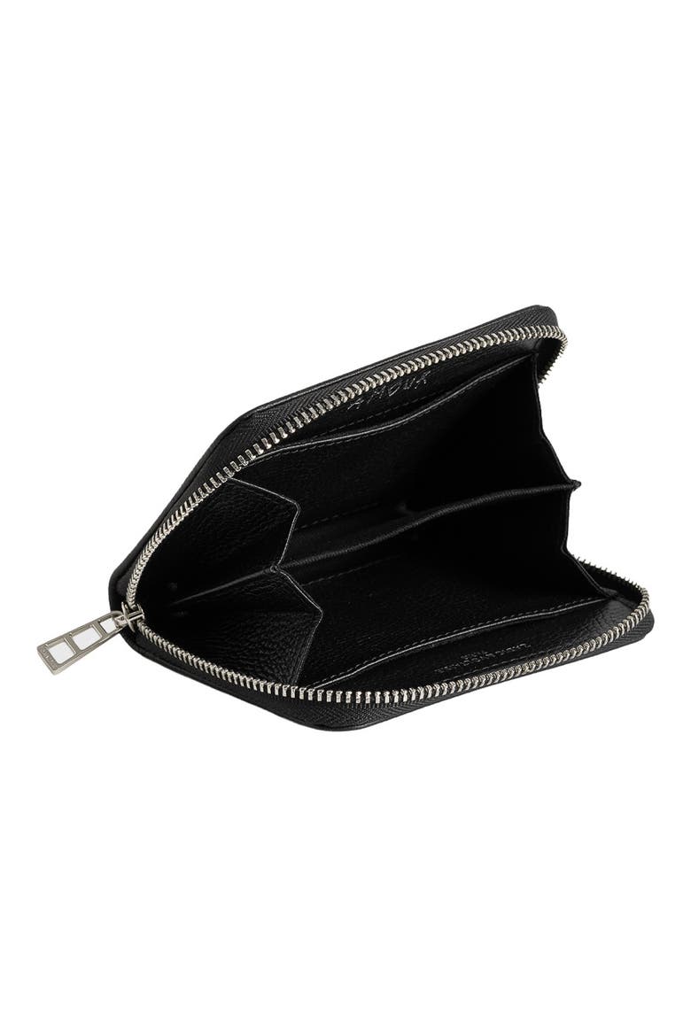 Mini ZV Arty Tag Leather Zip Around Wallet, Alternate, color, BLACK