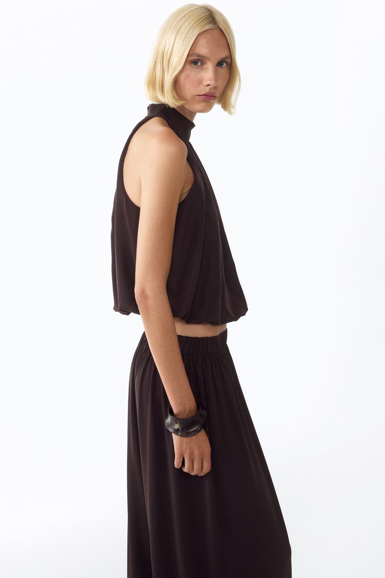 Bubble-hem Top, Main, color, Dark brown