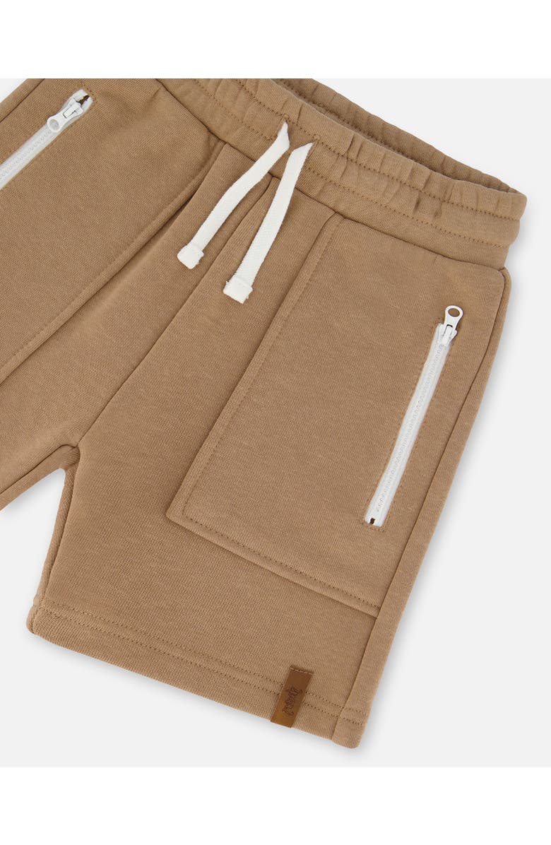 Deux par Deux Little Boy's French Terry Zip Pocket Shorts Beige, Alternate, color,
