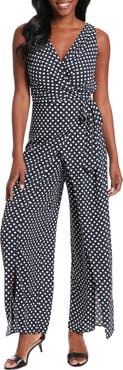 London Times Polka Dot Walk-Through Jumpsuit
