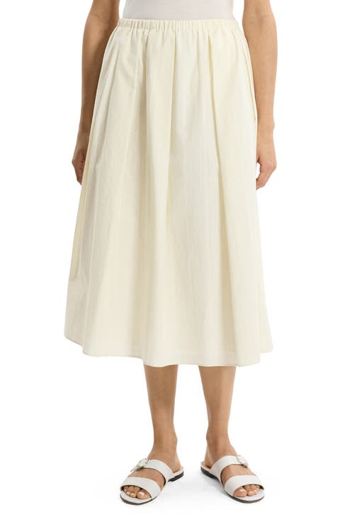 Pleated Organic Cotton Midi Skirt