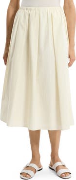 Theory Pleated Organic Cotton Midi Skirt