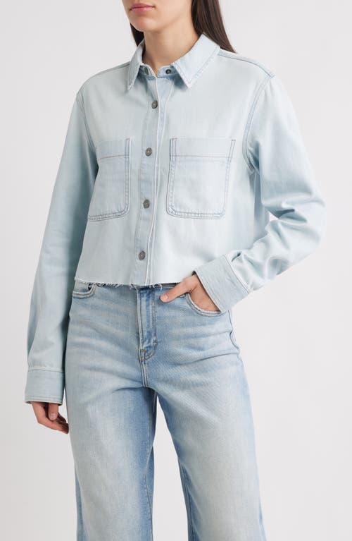 HIDDEN JEANS Classic Crop Denim Shirt Jacket in Light Wash 