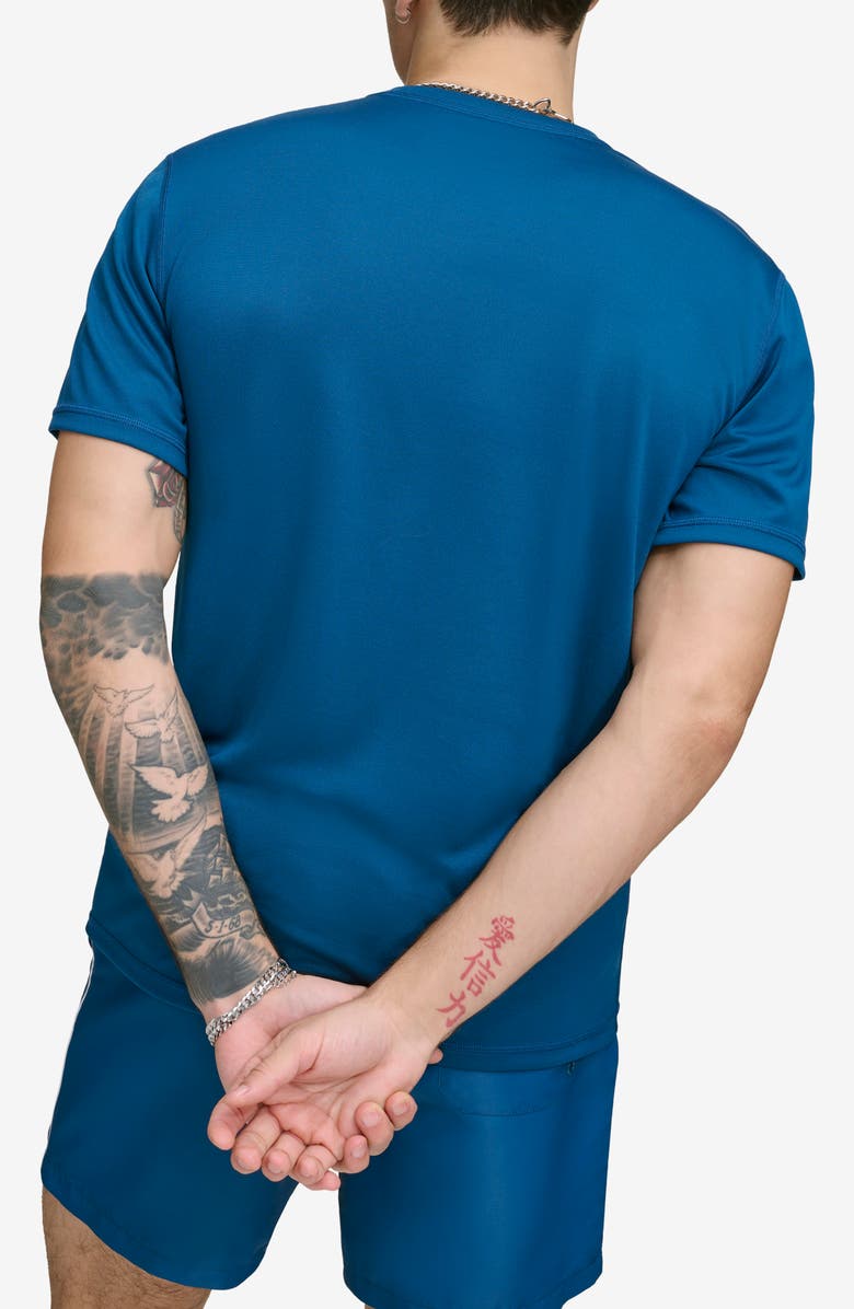 DKNY Short Sleeve Rashguard, Alternate, color, Poseidon