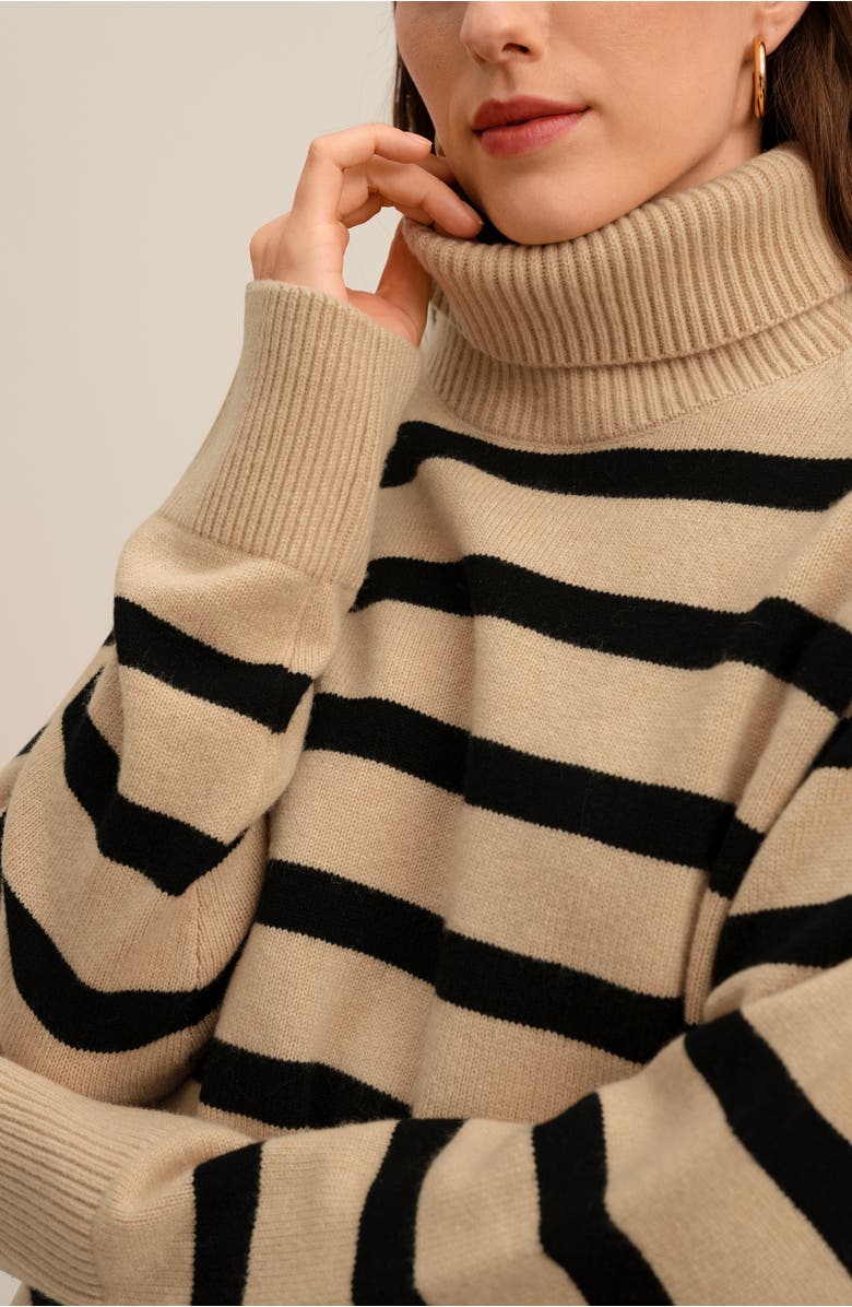 Lilysilk Women's The Tarra Stripe Sweater, Alternate, color, Brown