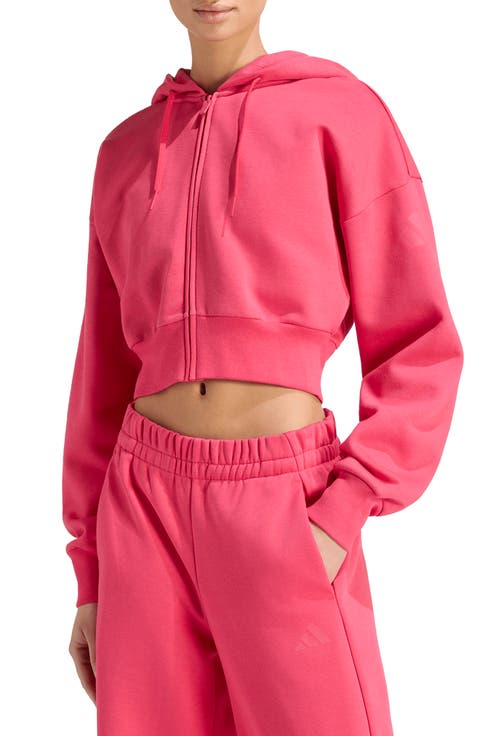 Full Zip Cropped Fleece Hoodie