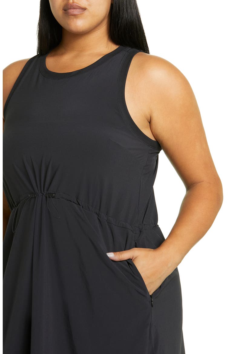 zella pursuit tiered midi dress Zella Pursuit Tiered Midi Dress in Black