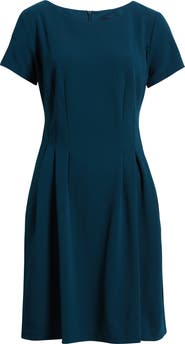 Connected Apparel Short Sleeve Pocket Fit 
Flare Dress