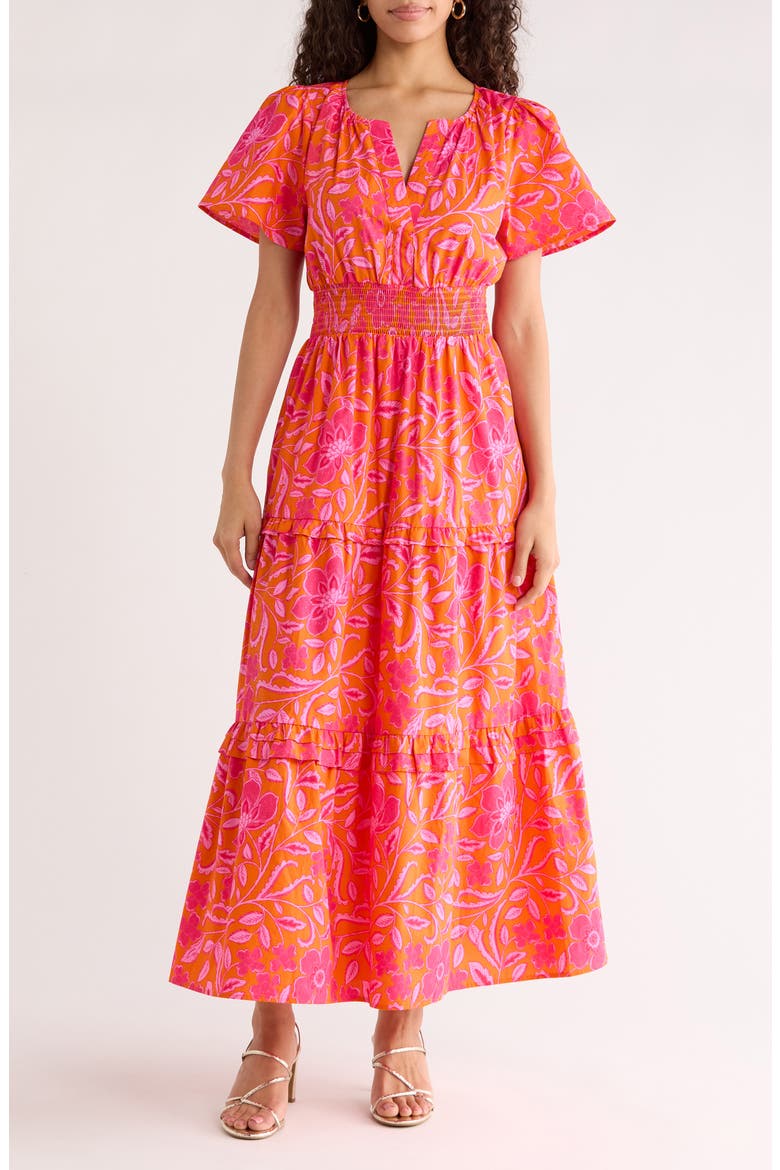 Haylie A-Line Dress, Main, color, ORANGE-FUCHSIA