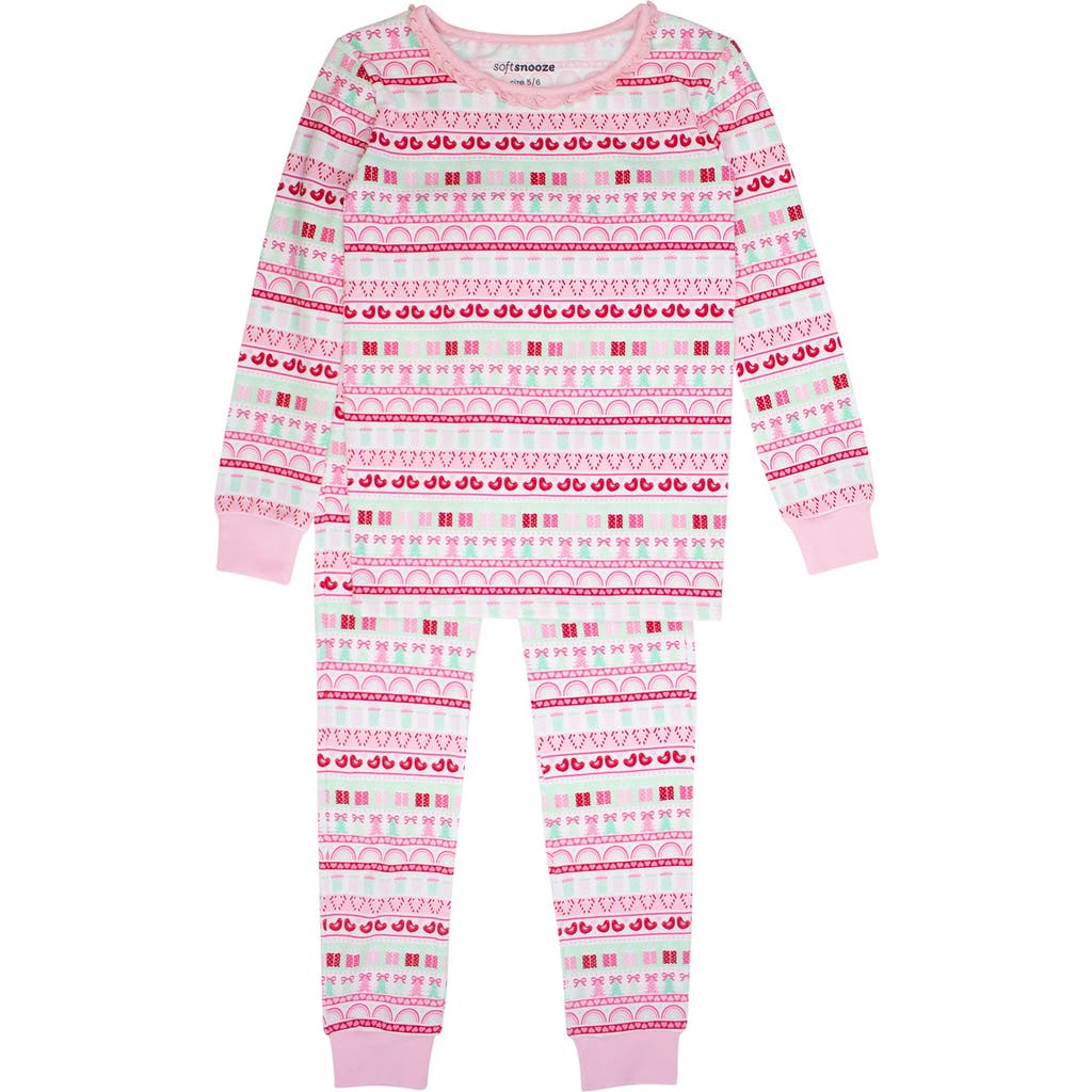 Rufflebutts Modal Blend Ruffle Long Sleeve Pajama Set In Pink