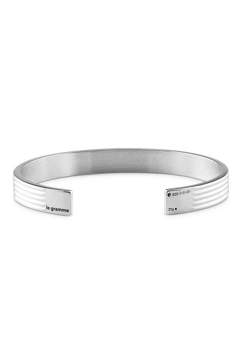 Men's 23G Sterling Silver Guilloche Ribbon Cuff Bracelet, Main, color, SILVER