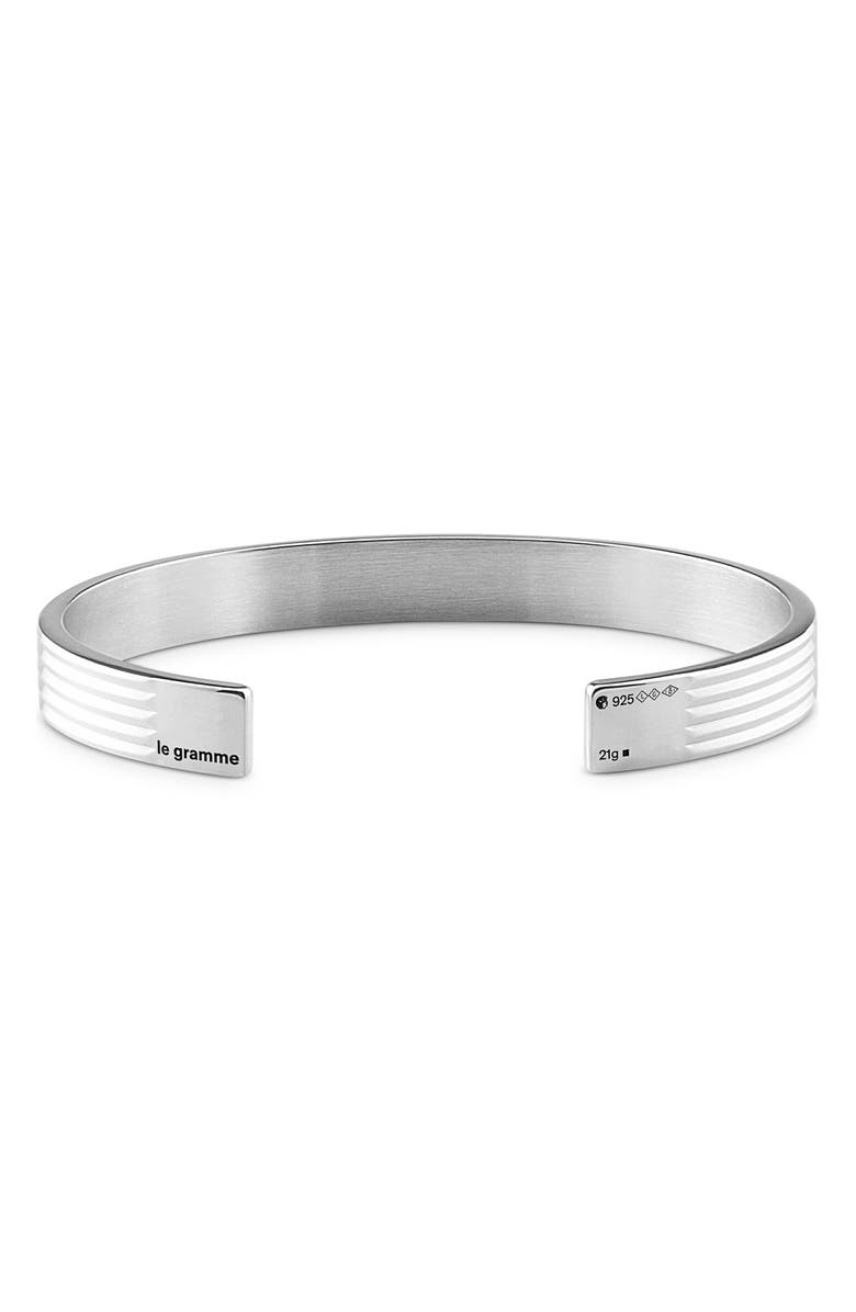 le gramme Men's 23G Sterling Silver Guilloche Ribbon Cuff Bracelet, Main, color, 