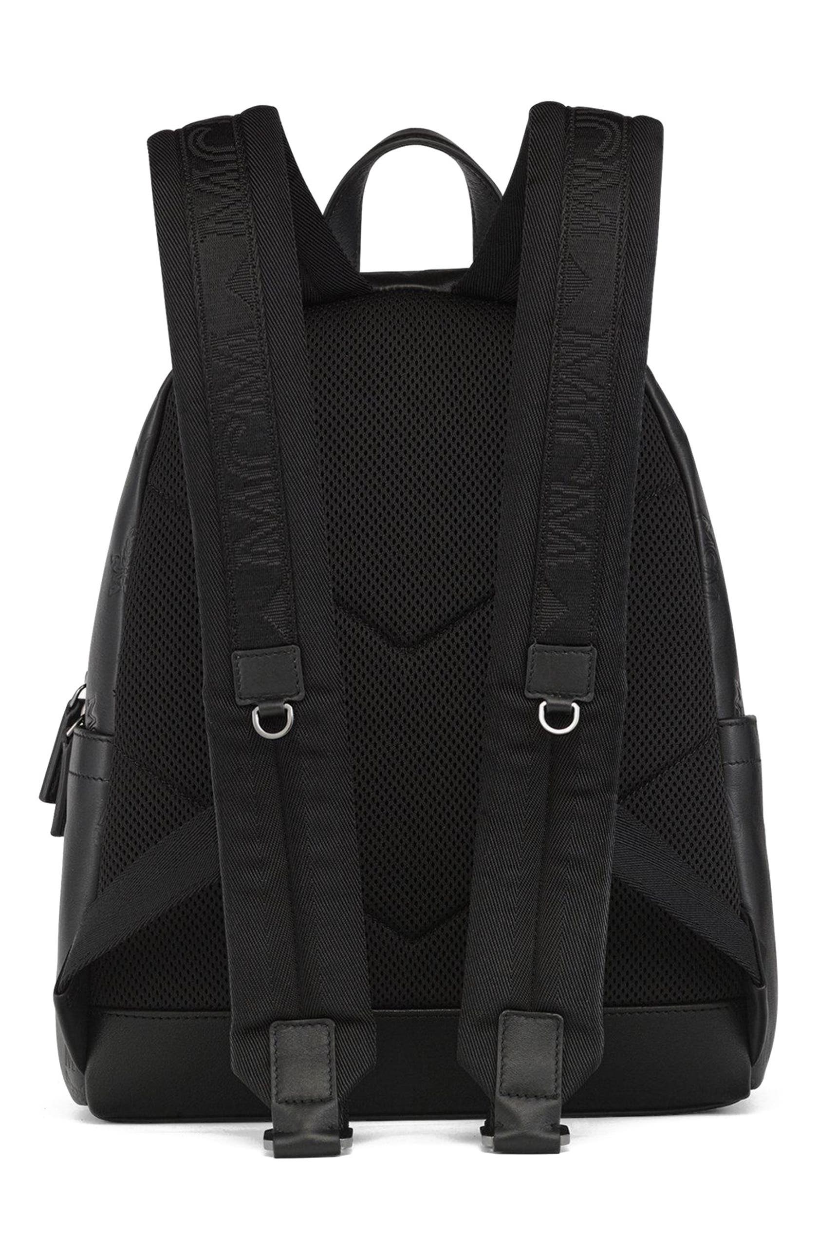 MCM Small Stark Backpack in Maxi Monogram Leather, Alternate, color, Black