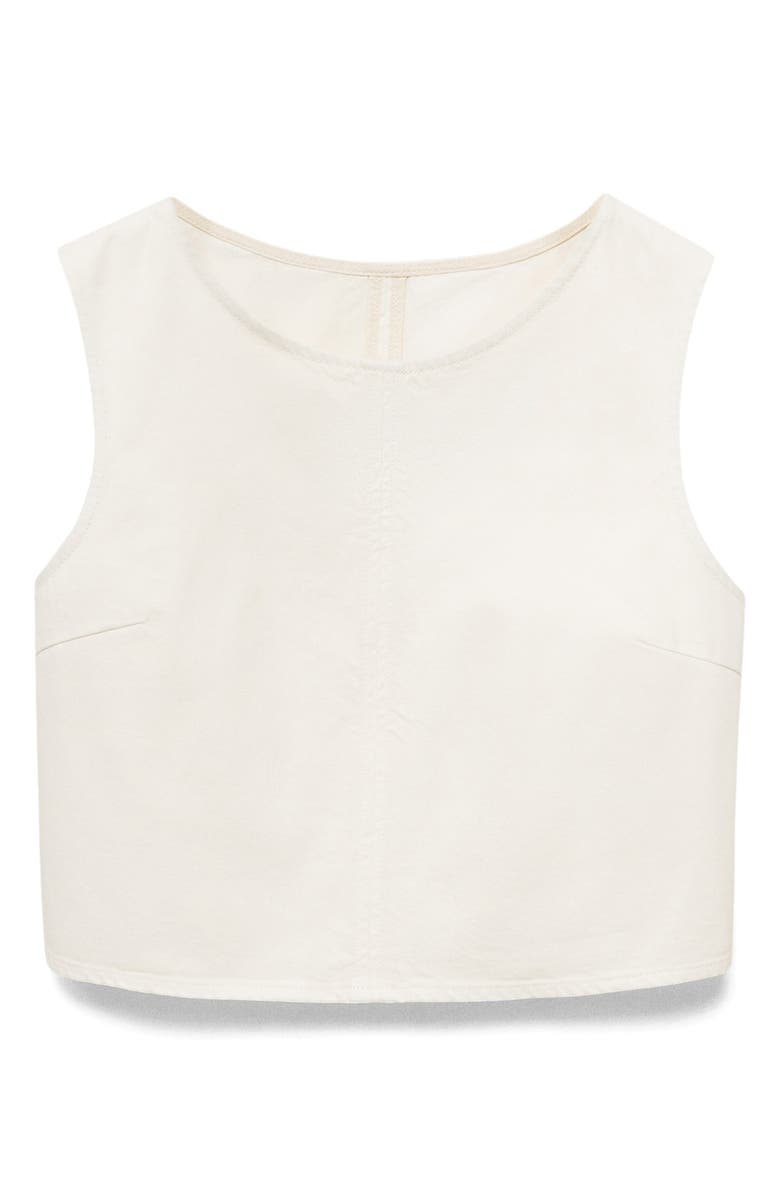 MANGO Buckle Denim Crop Top, Alternate, color, Off White