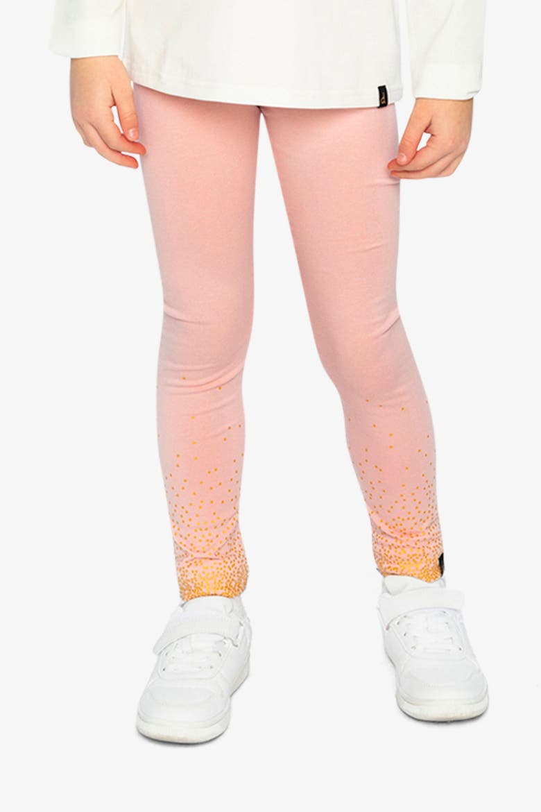 Organic Cotton Glitter Hem Elastic Waist Leggings, Alternate, color, Pale Dusty Pink
