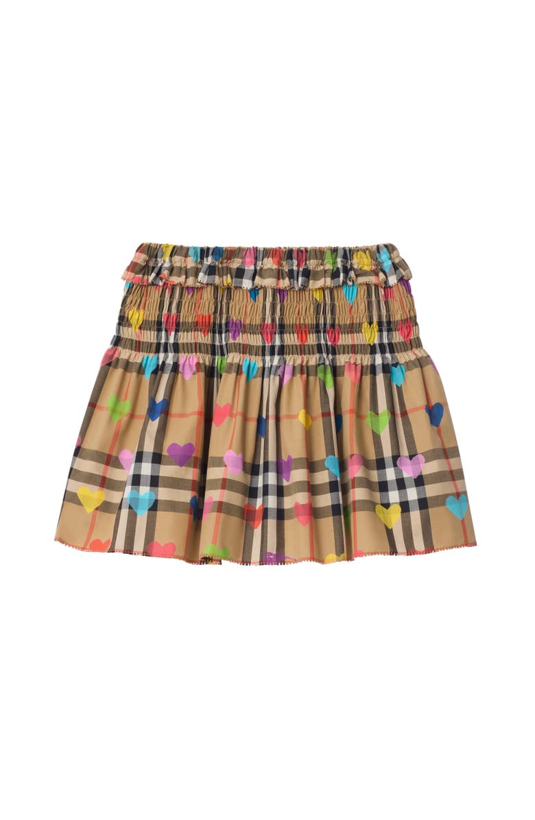 Burberry Girls' Heart Check Cotton Skirt, Alternate, color, Sand Beige
