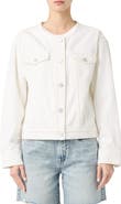 BLANKNYC Collarless White Denim Trucker Jacket