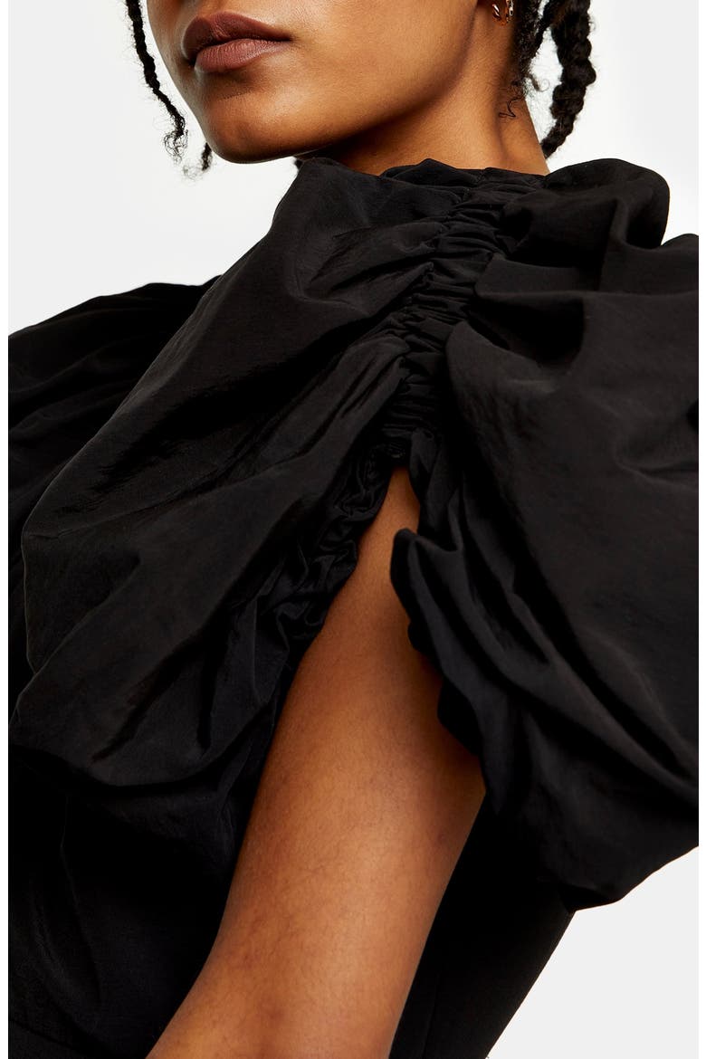 Puff Sleeve Minidress, Alternate, color, BLACK