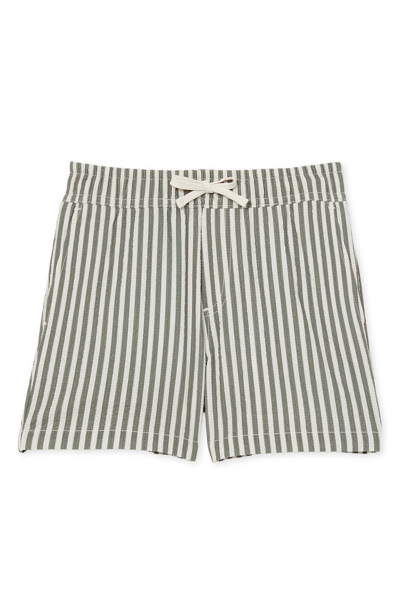 Reiss Kids' Bay Seersucker Striped Swim Shorts, Main, color, Sage/ White