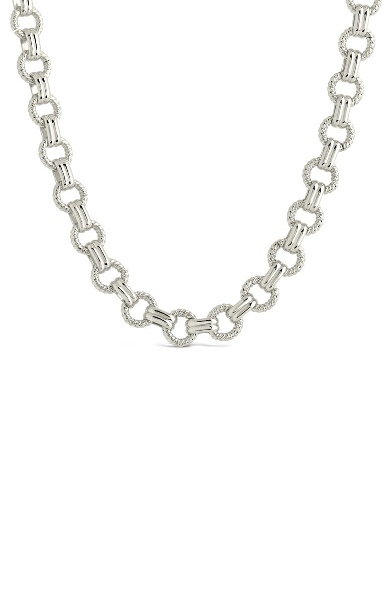 Sterling Forever Parker Textured Chain Necklace, Alternate, color, Silver