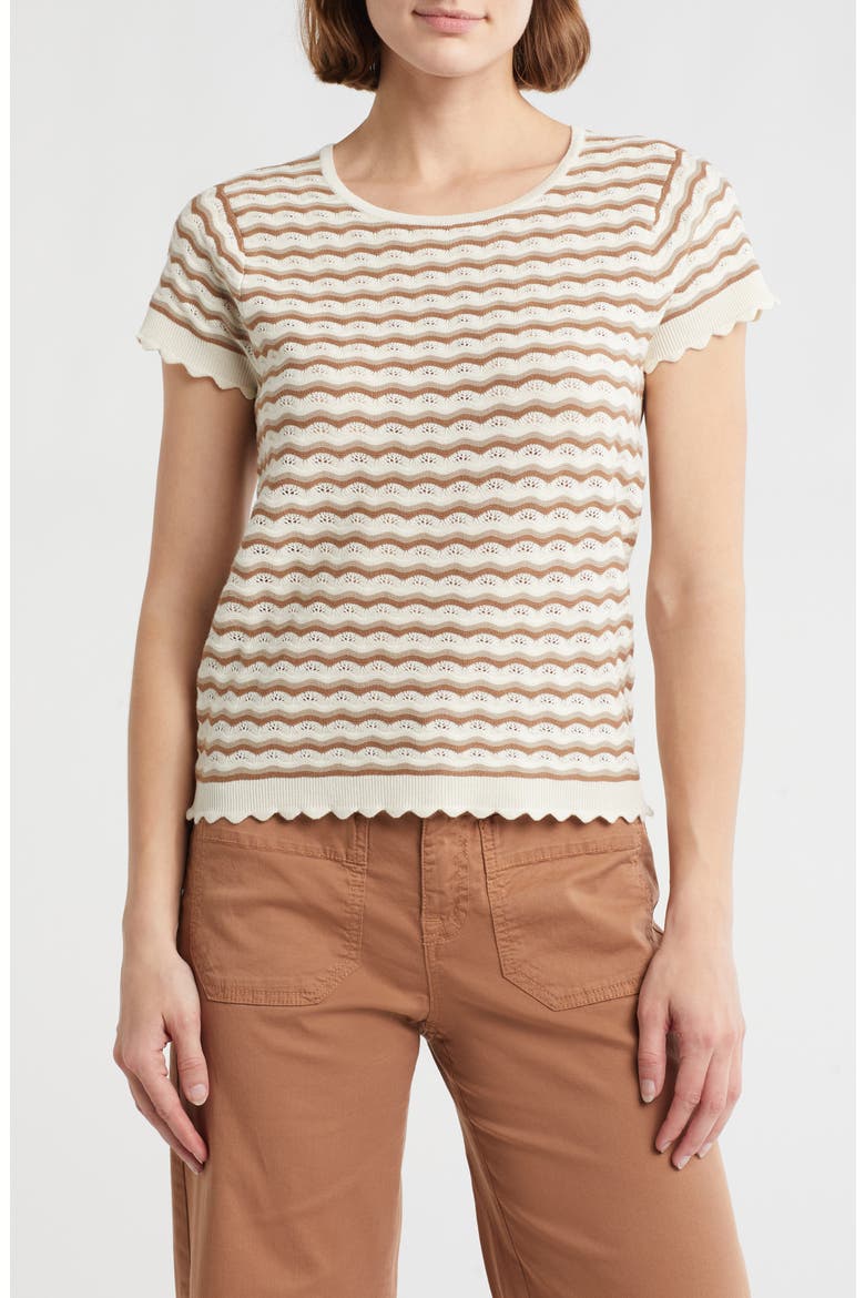 Wavy Stripe Pointelle Sweater, Main, color, NEUTRAL COMBO