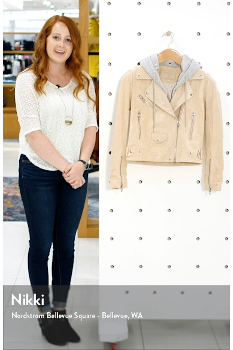 Suede Hooded Leather Moto Jacket video
