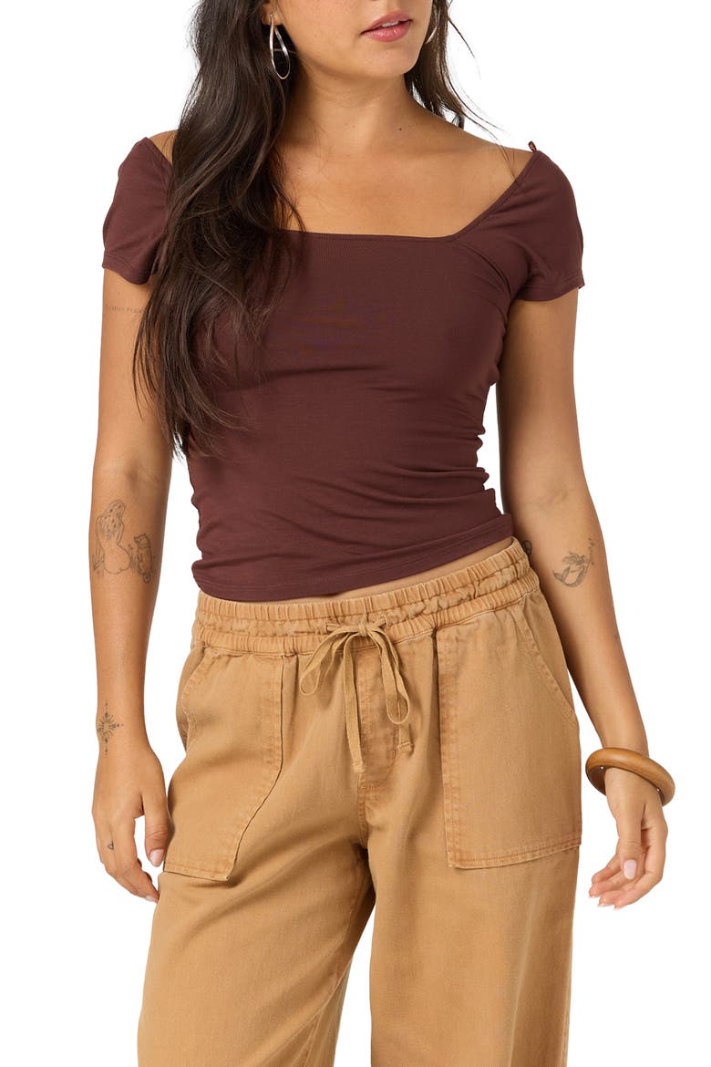 Alyssa Solid Knit Top, Alternate, color, CHOCOLATE