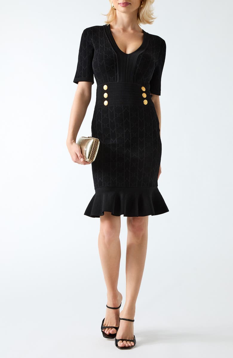 Marciano Yamna Ruffle Hem Sweater Dress, Main, color, Jblack-Black
