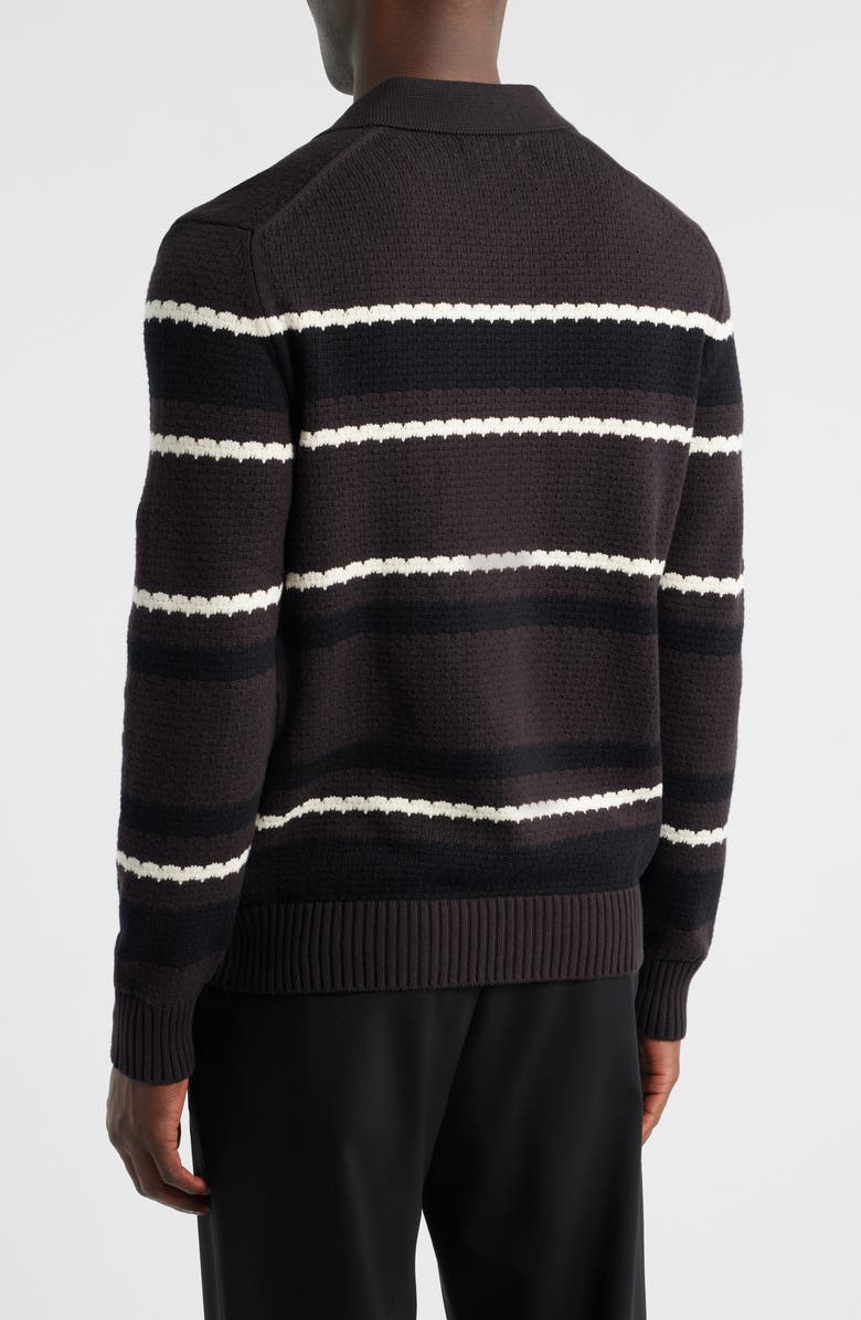 NN07 Alfie 60019 Stripe Long Sleeve Organic Cotton Polo Sweater, Alternate, color, Dusky Port