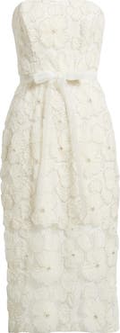 Sam Edelman Beaded Floral Appliqué Strapless Dress